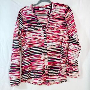 Calvin Klein Women's Multicolor Striped Button Down Shirt